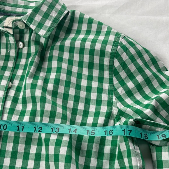 🟢 J.Crew Green White Gingham Button-Up Shirt SP Cotton Stretch Collared Work 🟢 - Picture 10 of 12